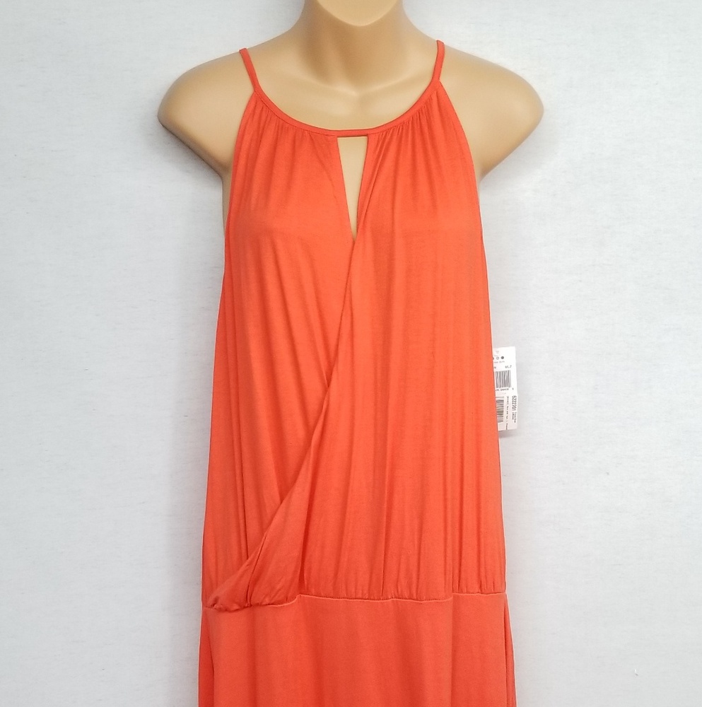 Three Dots Orange Wrap Dress NWT